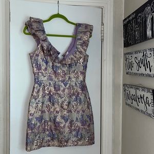 Buddy Love Floral Metallic Ruffle Dress